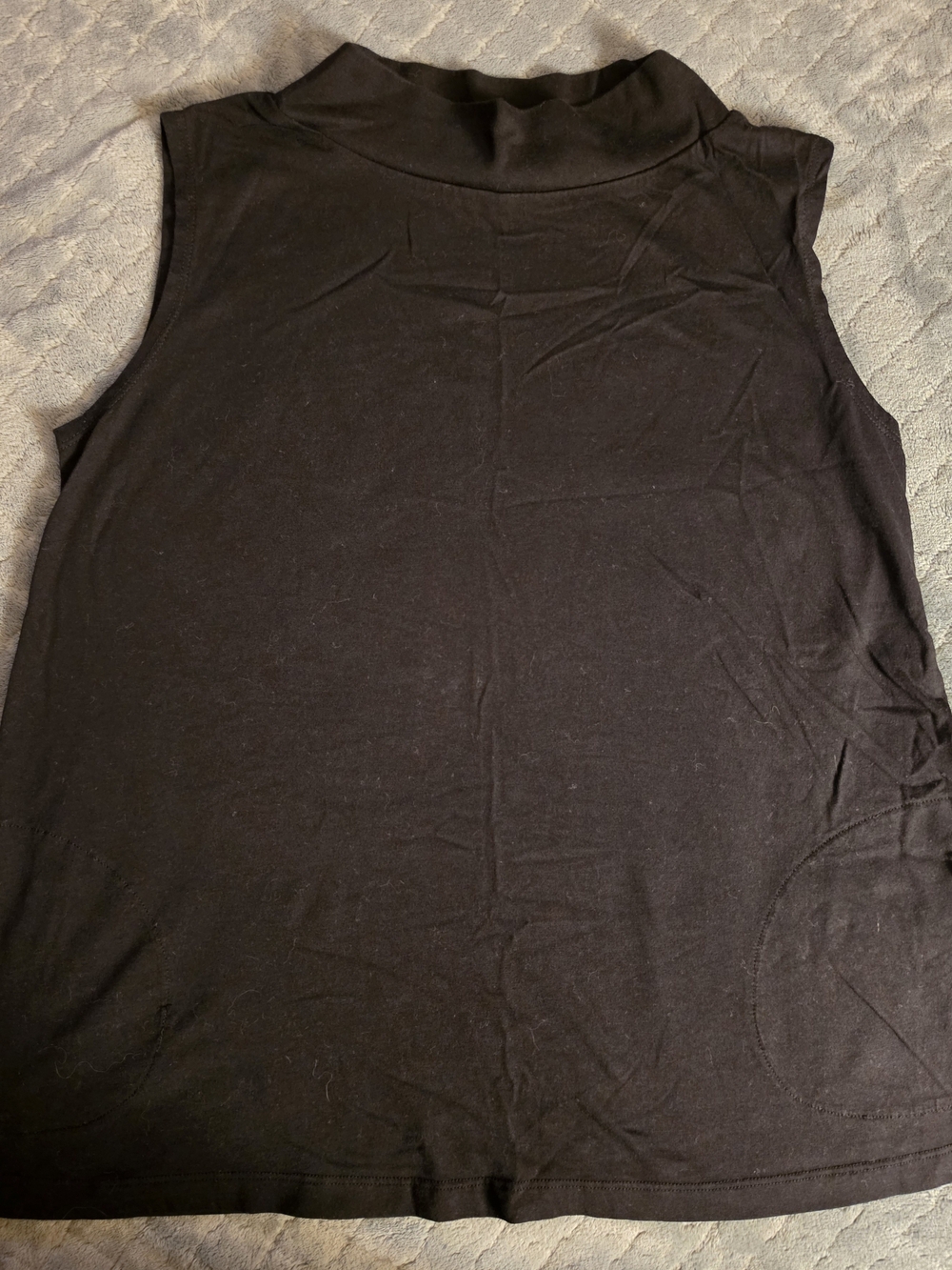 LOGO by Lori Goldstein Black Sleeveless Mock Neck Tank Top Pockets- Size Small
